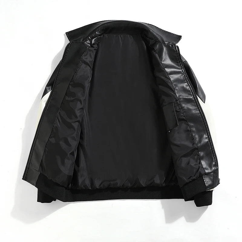 Men’s Faux Leather Padded Windbreaker