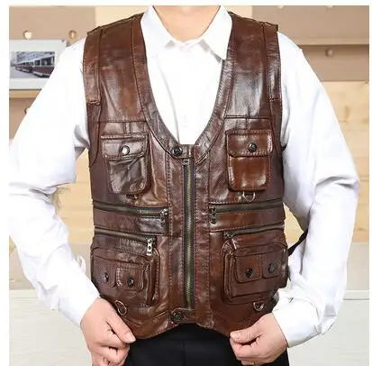 Men’s Cowhide Leather Motorcycle Vest