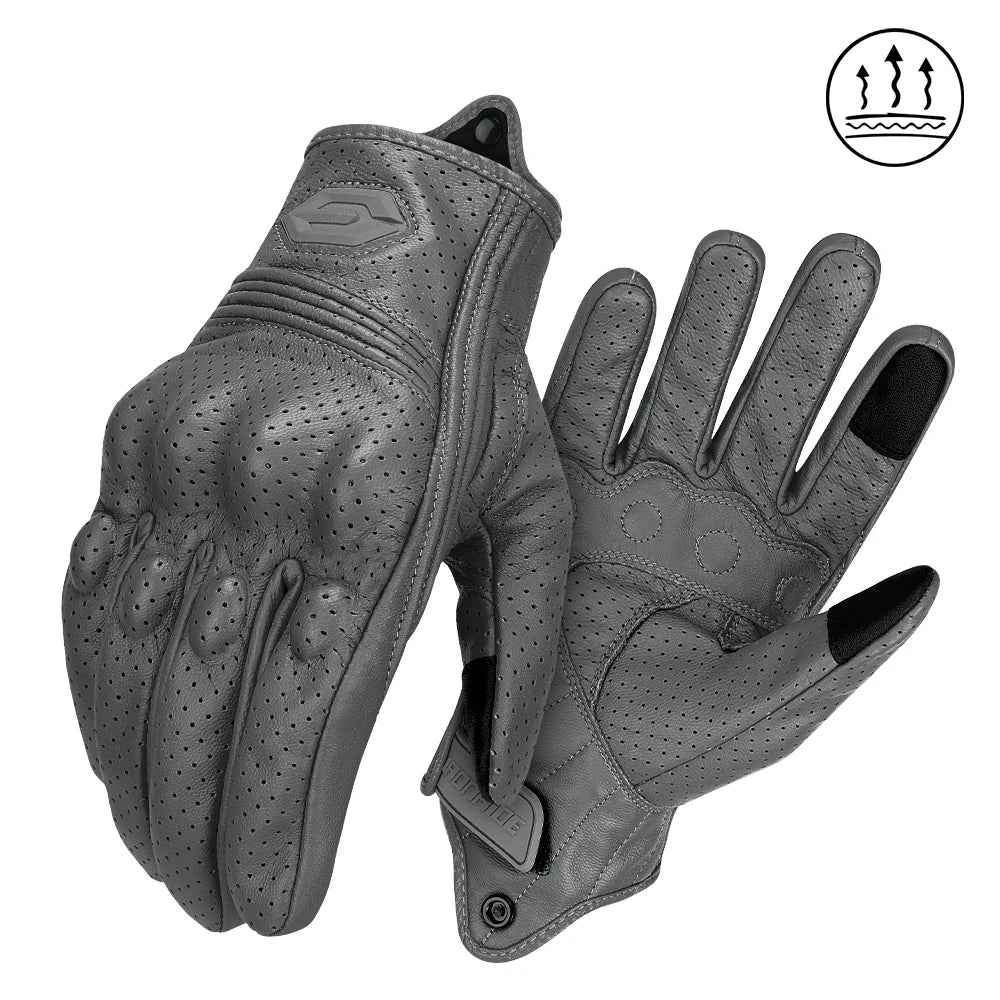 Yellow Leather Motorcycle Gloves