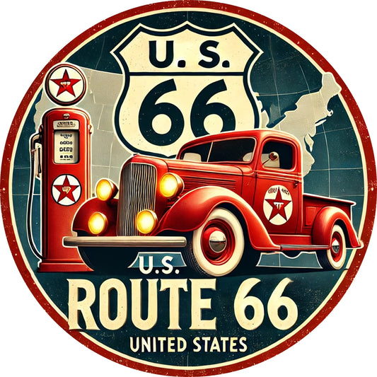 Vintage Route 66 Metal Wall Art
