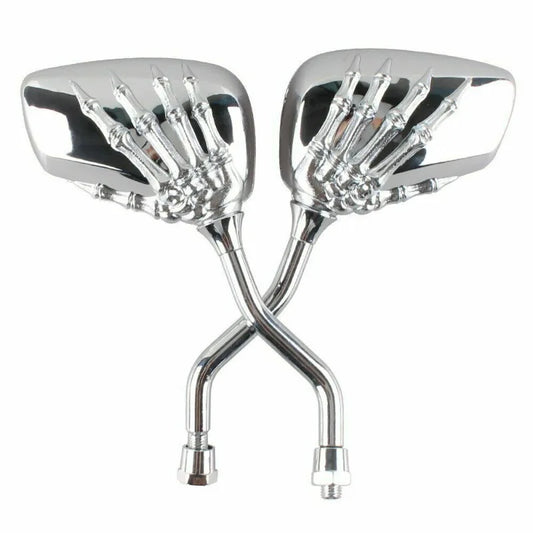 Chrome Skeleton Hand Motorcycle Mirrors
