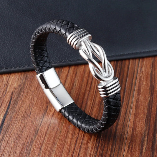 Motorcyclist Style Leather Bracelet
