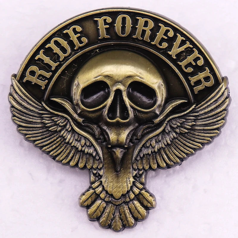 Ride Forever Skull Vintage Pin Brooch