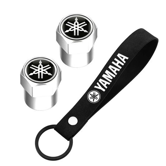 Motorcyclist Keychain with Tire Valve Caps YM