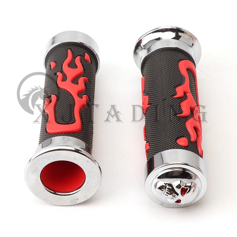 Motorcycle Flame Skull Handlebar Grips