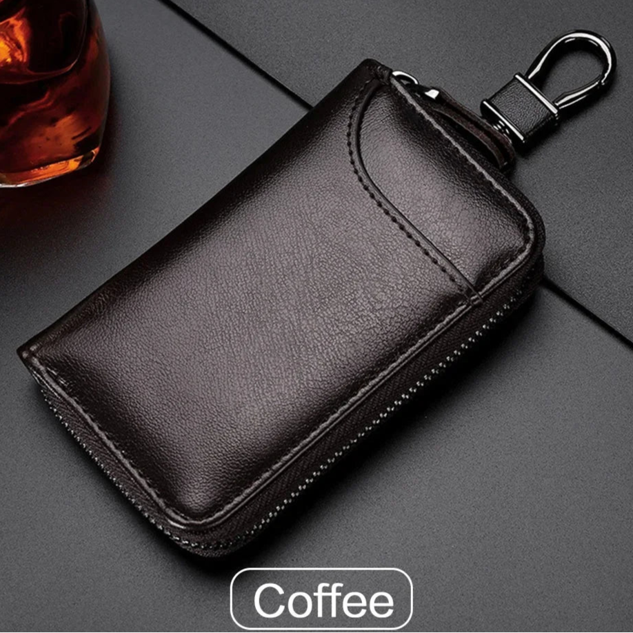 Leather Zipper Key Case
