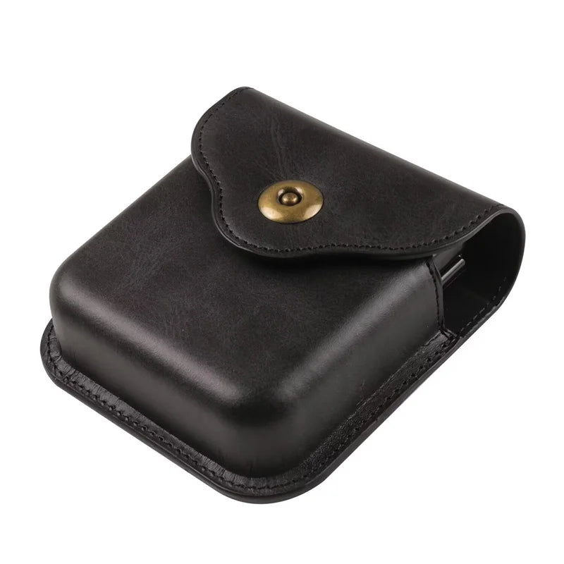 Magnetic Button Flip Leather Belt Case