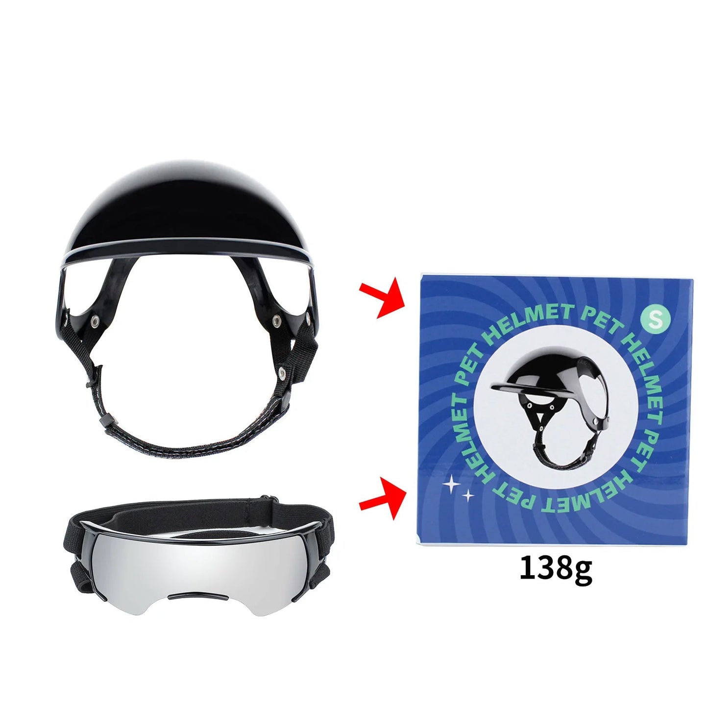 Pet Helmet Glasses Set