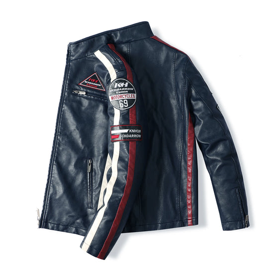 Men’s Motorcycle Racing PU Leather Jacket