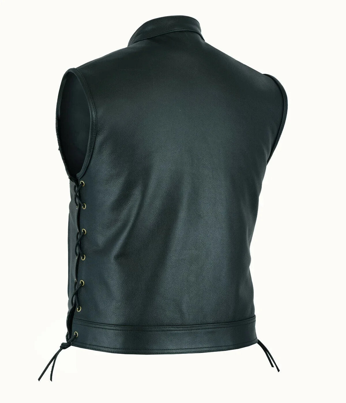 Men’s Black Leather Motorcycle Vest