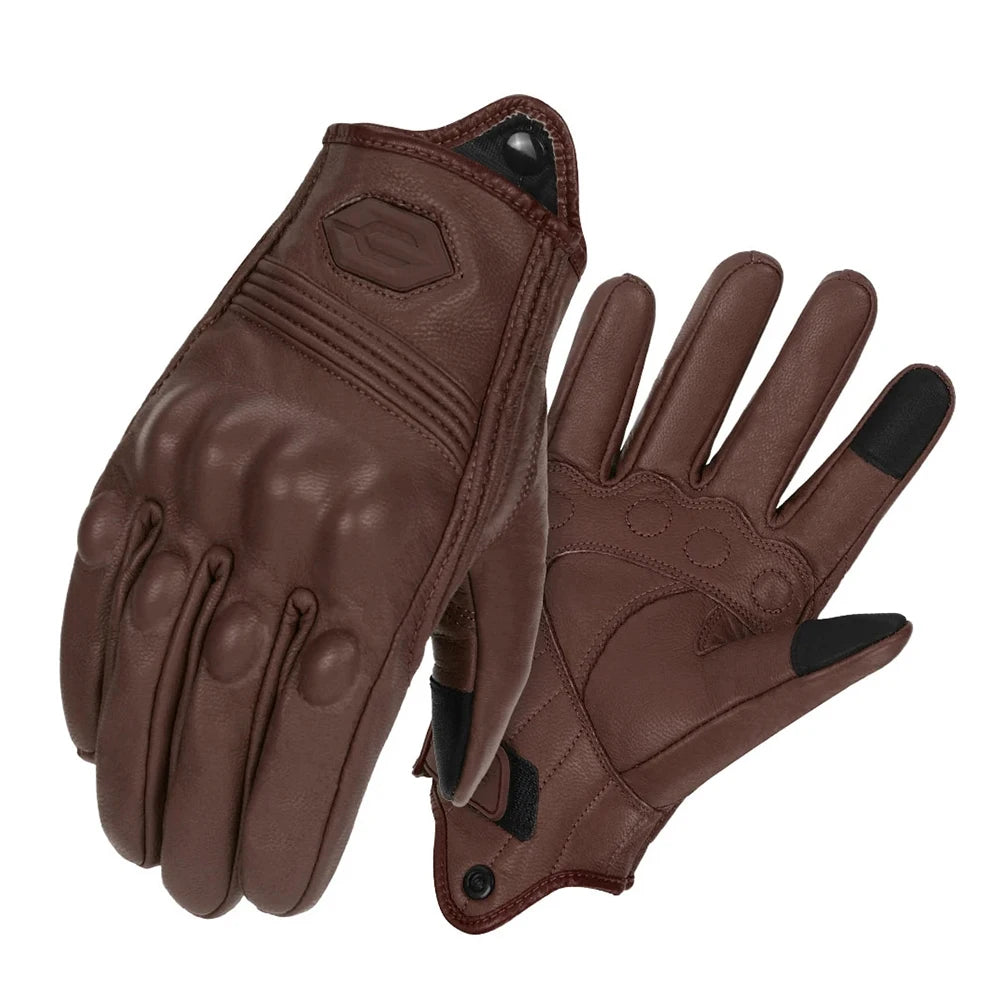 Yellow Leather Motorcycle Gloves