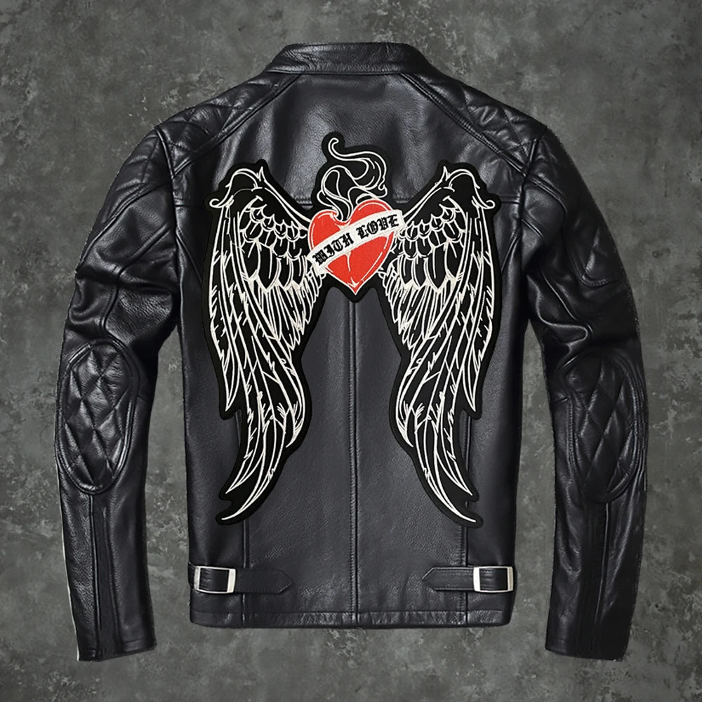 Wings Red Heart Embroidery Patch
