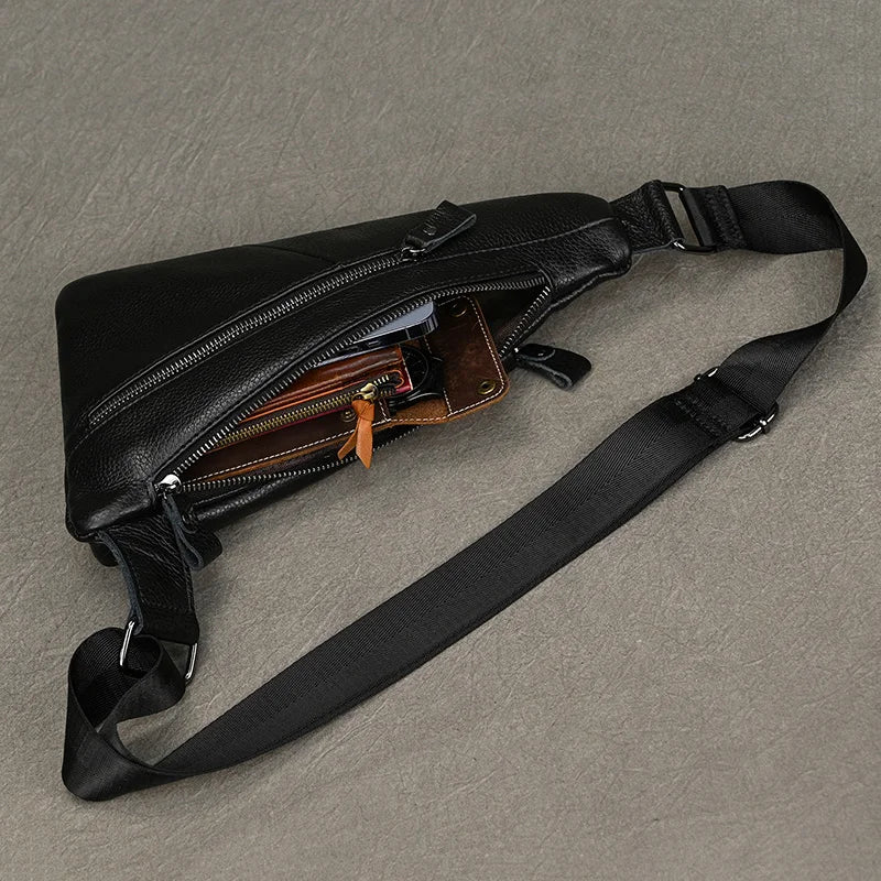Leather Chest Bag for Motorcyclists