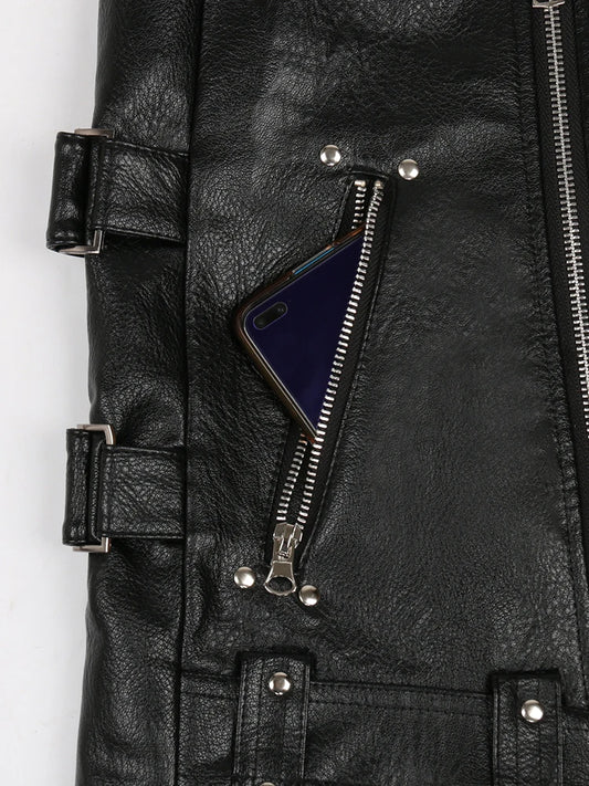 Fermeture à glissière de gilet en cuir d'unité centrale de moto