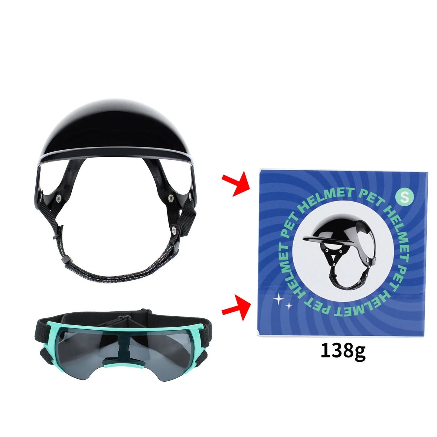 Pet Helmet Glasses Set