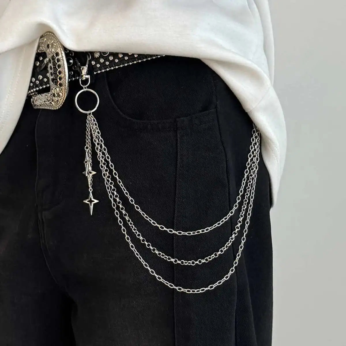 Catena in vita con ciondolo croce punk