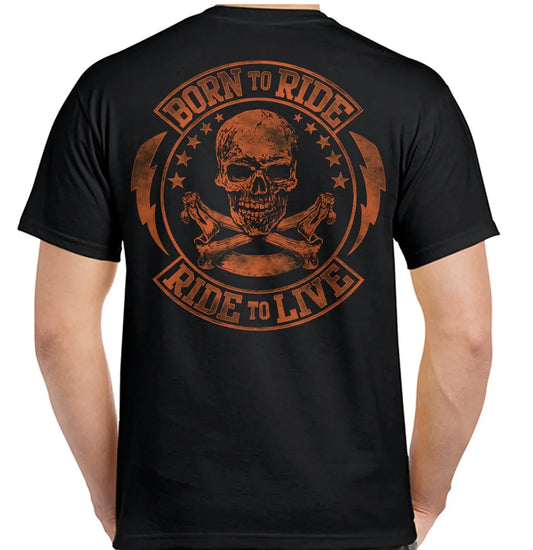 Born to Ride Totenkopf-Motorrad-Shirt