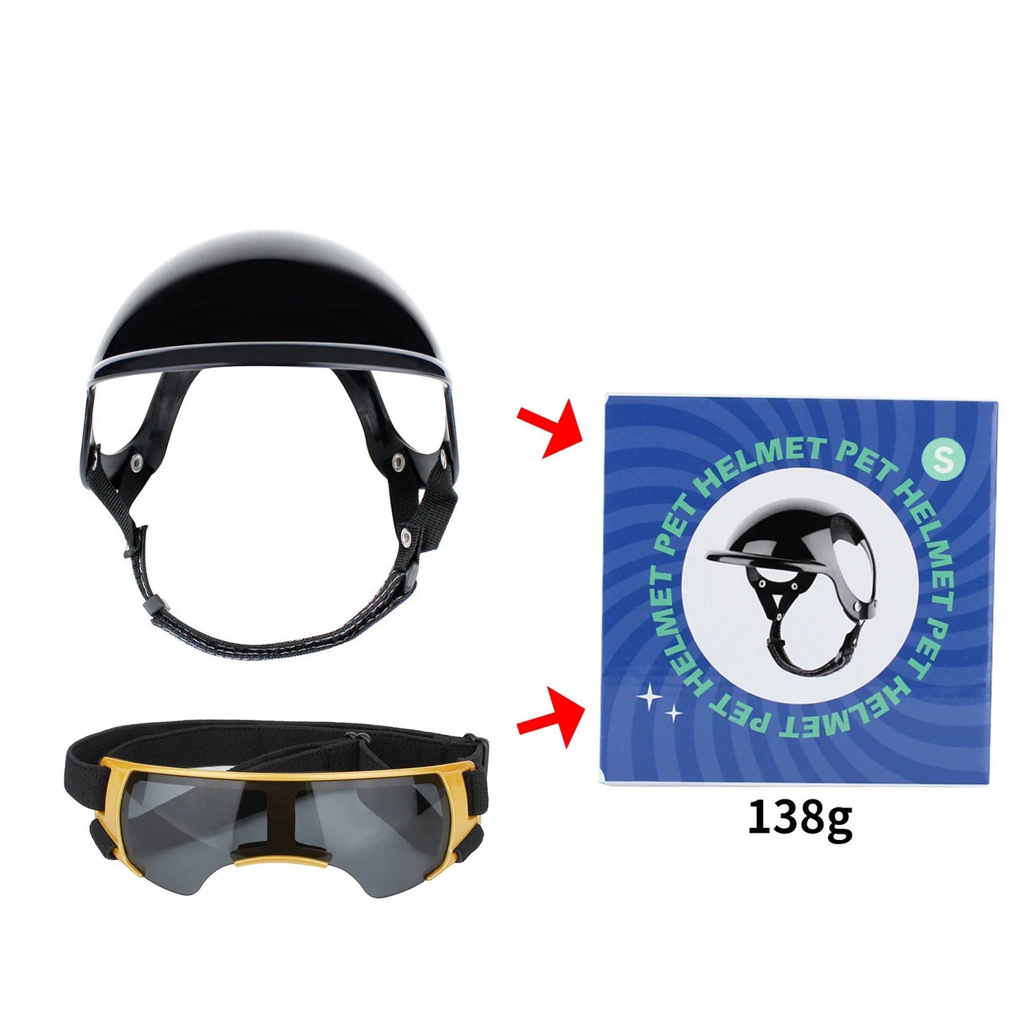 Pet Helmet Glasses Set
