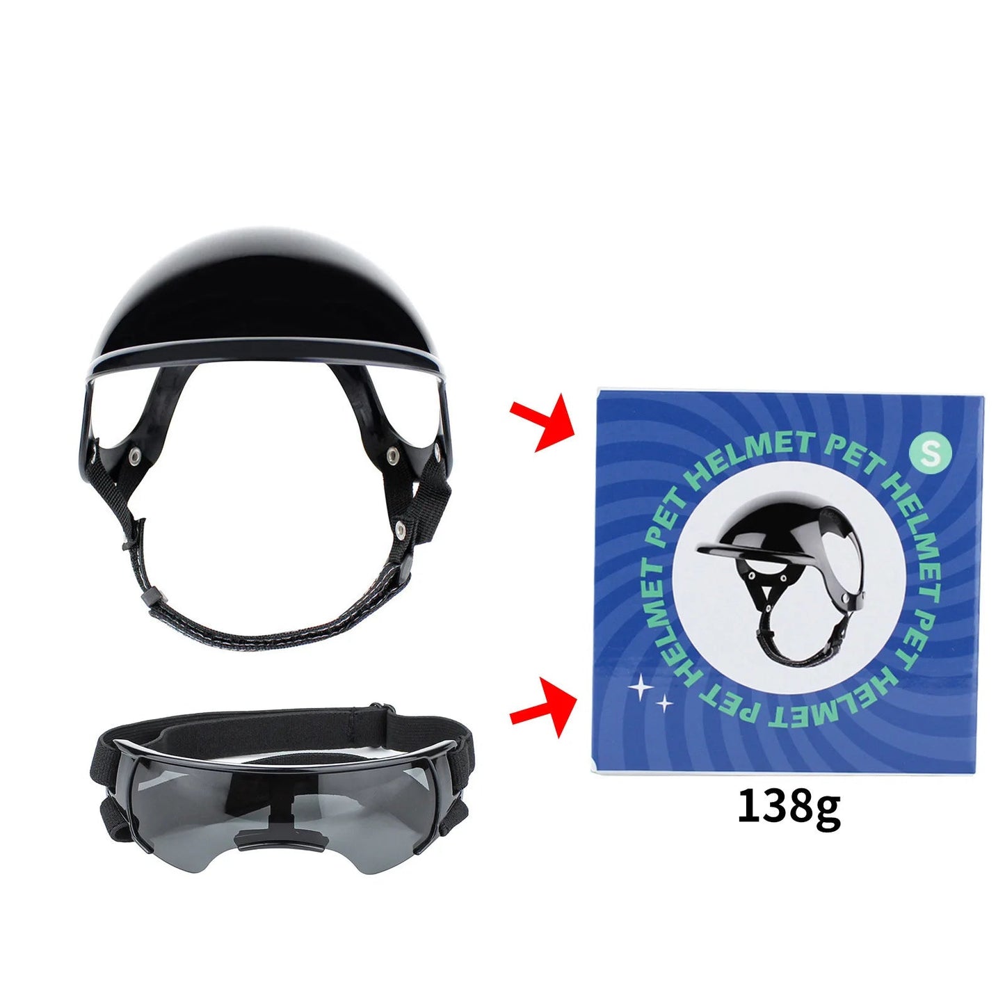 Pet Helmet Glasses Set