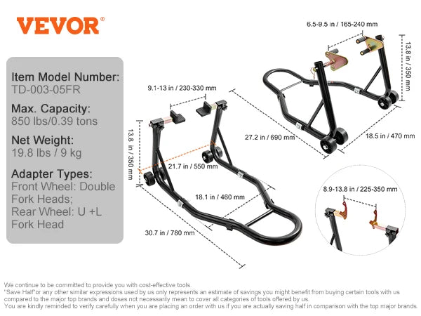 Motorcycle Front & Rear Stand