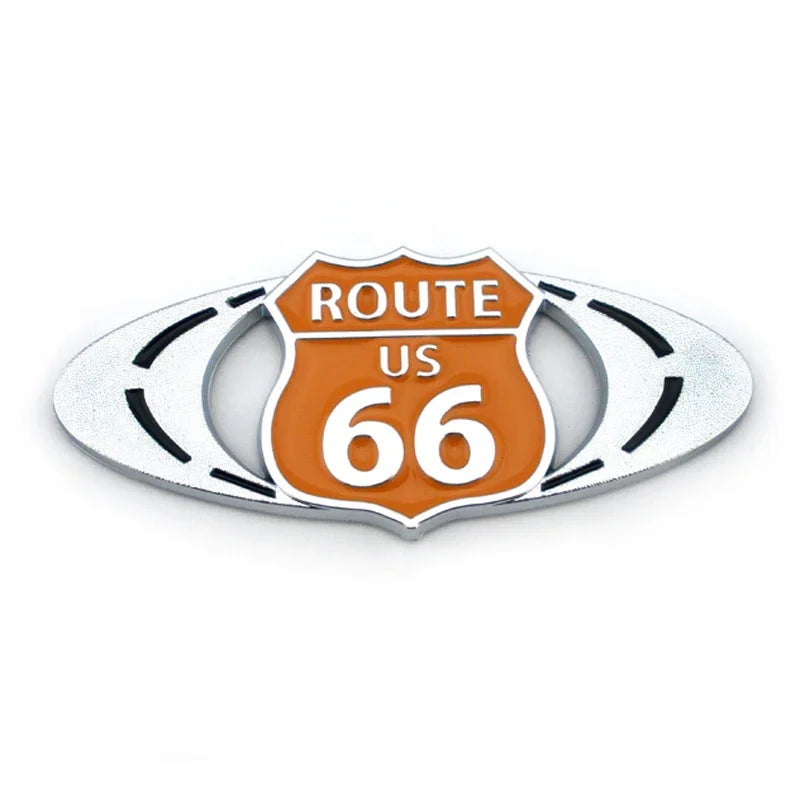 3D Metal Route 66 Sticker