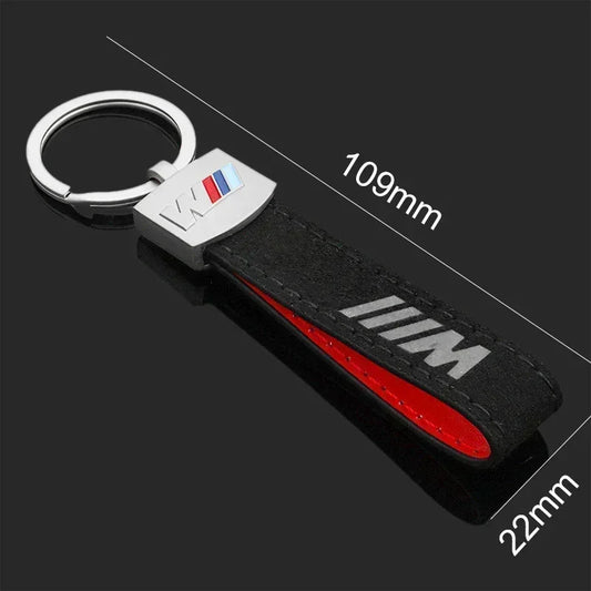 M Leather Metal Keychain