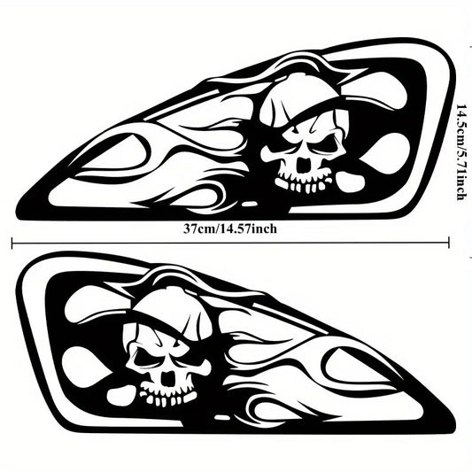 Tankaufkleber-Set mit Totenkopf und Flammenmotiv