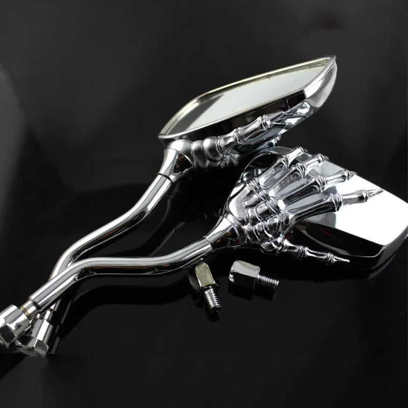 Chrome Skeleton Hand Motorcycle Mirrors