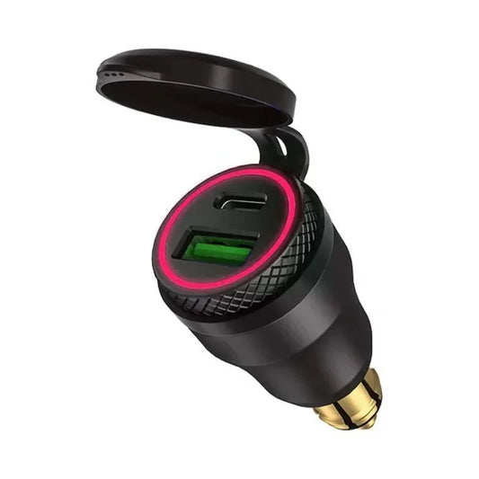 ที่ชาร์จมอเตอร์ไซค์ 30W QC3.0 + USB-C PD – อะแดปเตอร์ปลั๊ก Hella DIN กันน้ำสำหรับ BMW, Ducati และ Triumph