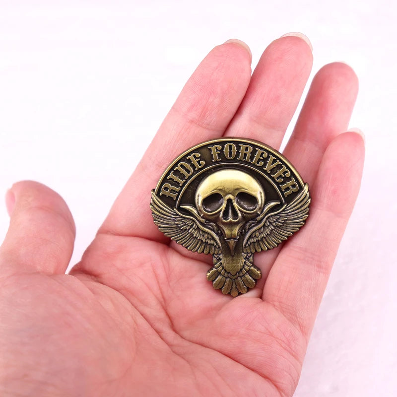 Ride Forever Skull Vintage Pin Brooch