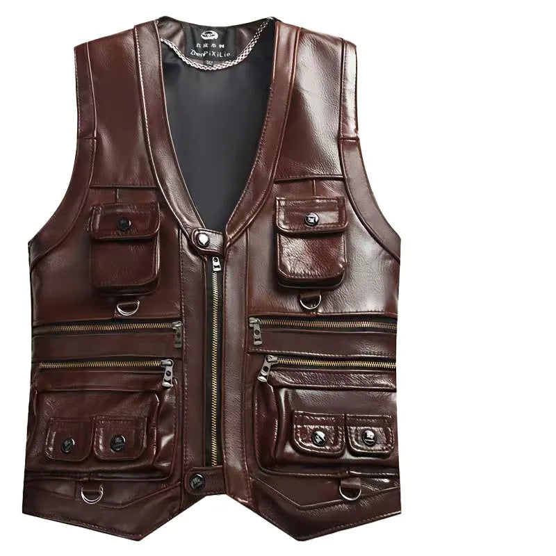 Men’s Cowhide Leather Motorcycle Vest
