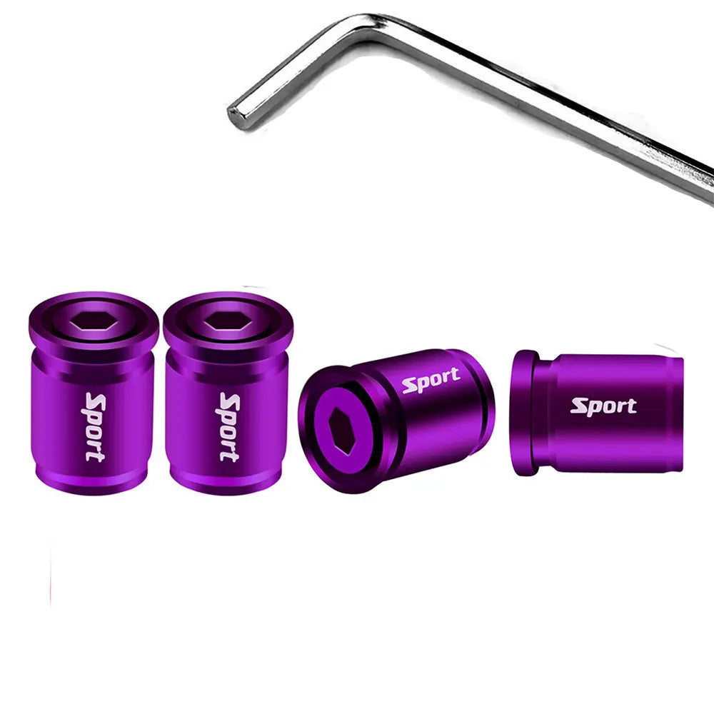 4 Pcs Sport Metallic Valve Caps