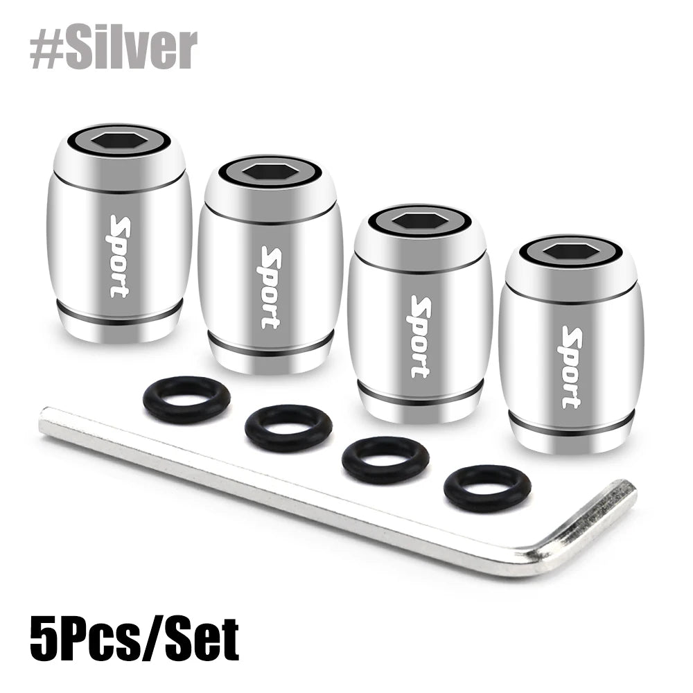 4 Pcs Sport Metallic Valve Caps