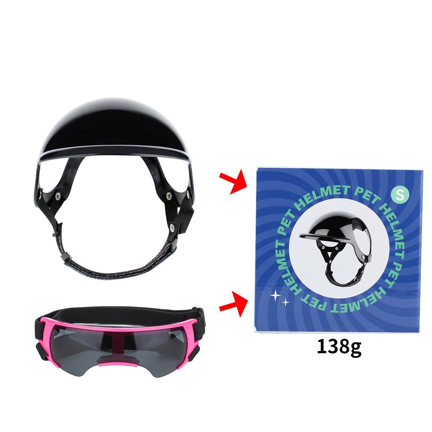 Pet Helmet Glasses Set