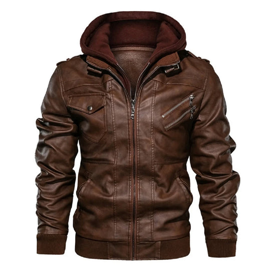 Herren -PU -Leder -Motorradjacke