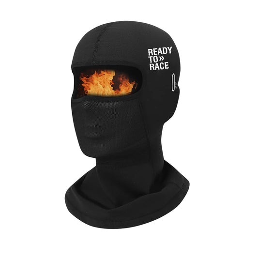 Listo para correr con máscara de cara completa