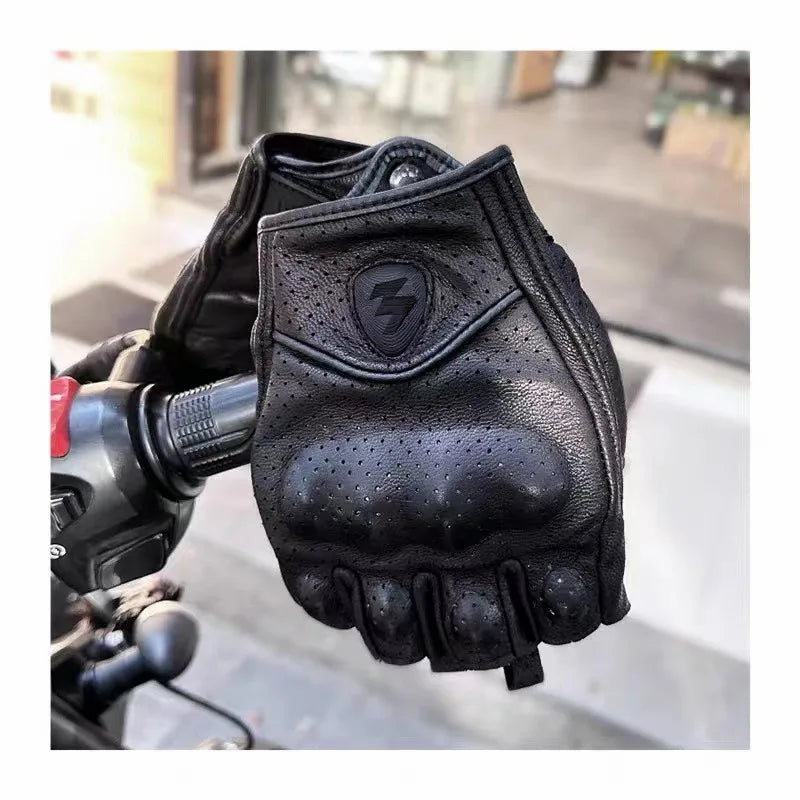Perforated Leather Motorcycle Gloves