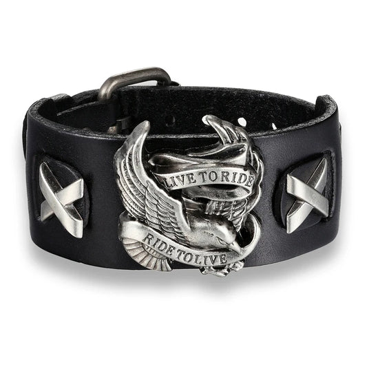 Live to Ride Leather Bracelet