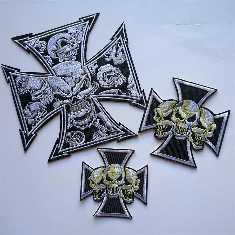 Skull Cross Biker Patches