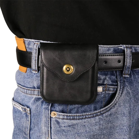 Magnetic Button Flip Leather Belt Case