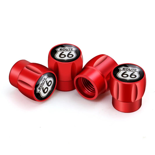 4Pcs Route 66 Valve Caps
