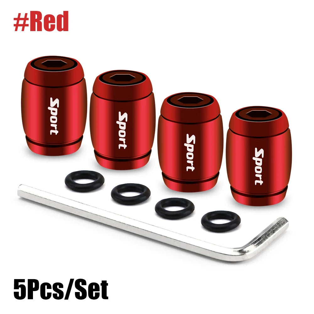 4 Pcs Sport Metallic Valve Caps
