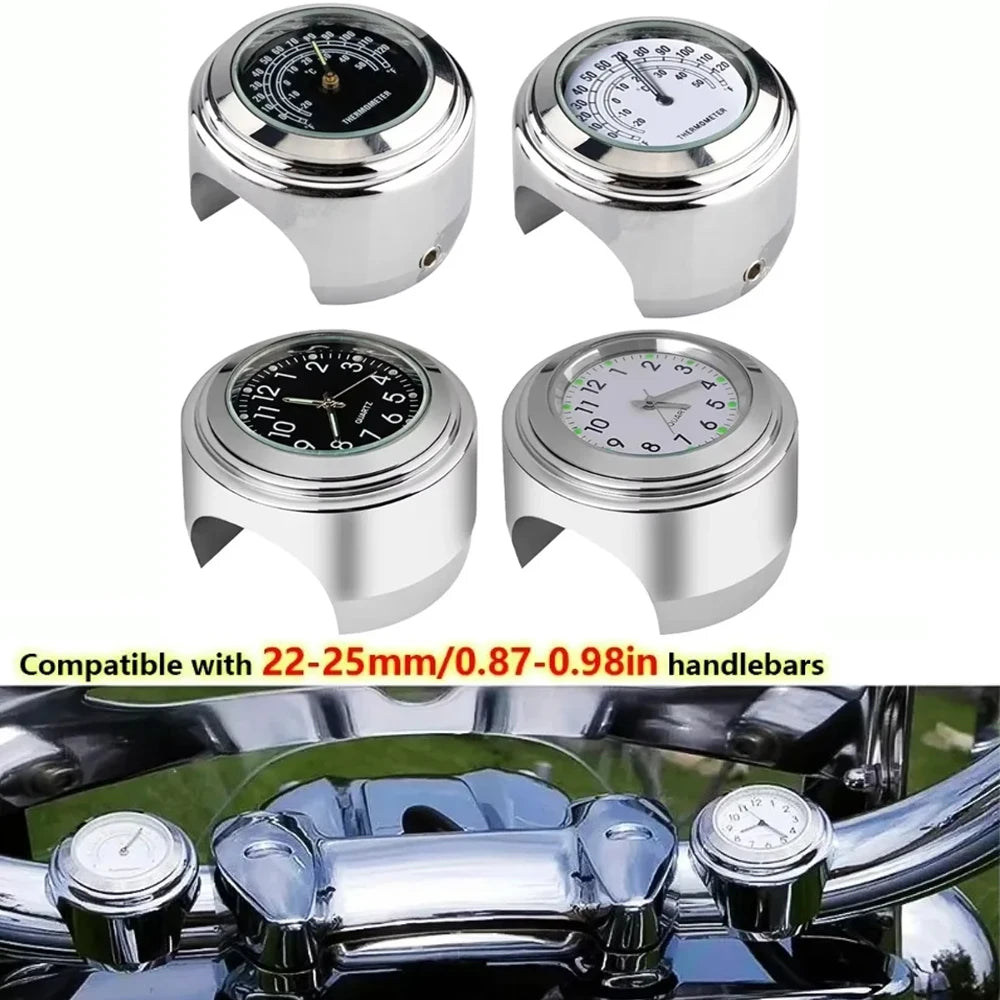 Motorcycle Handlebar Clock & Thermometer