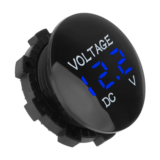 โวลต์มิเตอร์ดิจิทัลขนาดมินิ 12V-24V สำหรับรถจักรยานยนต์ รถยนต์ เรือ และ ATV