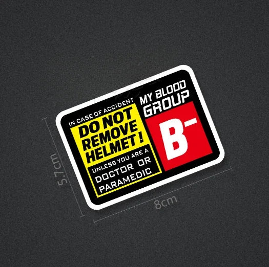 Blood Type Race Helmet Sticker