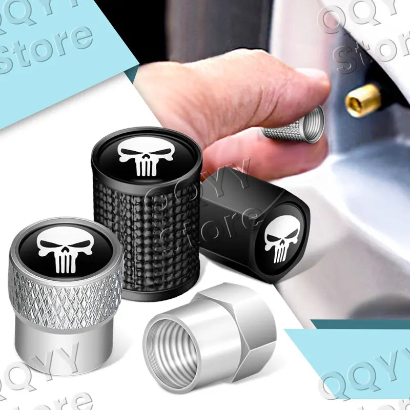 Universal 4pcs Metal Skull Valve Caps