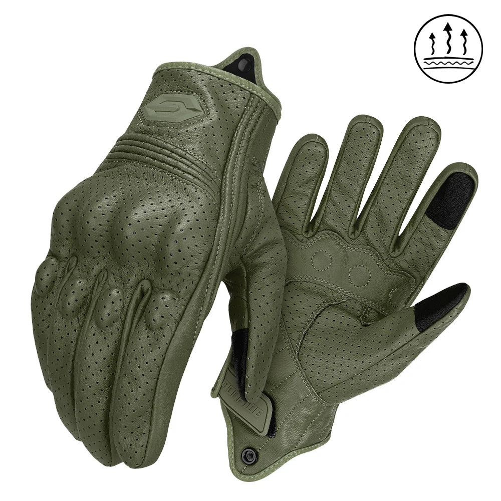 Yellow Leather Motorcycle Gloves