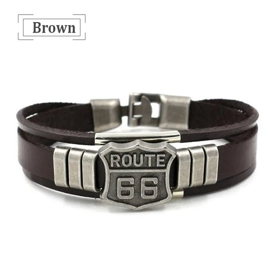Route 66 Leather Bracelet