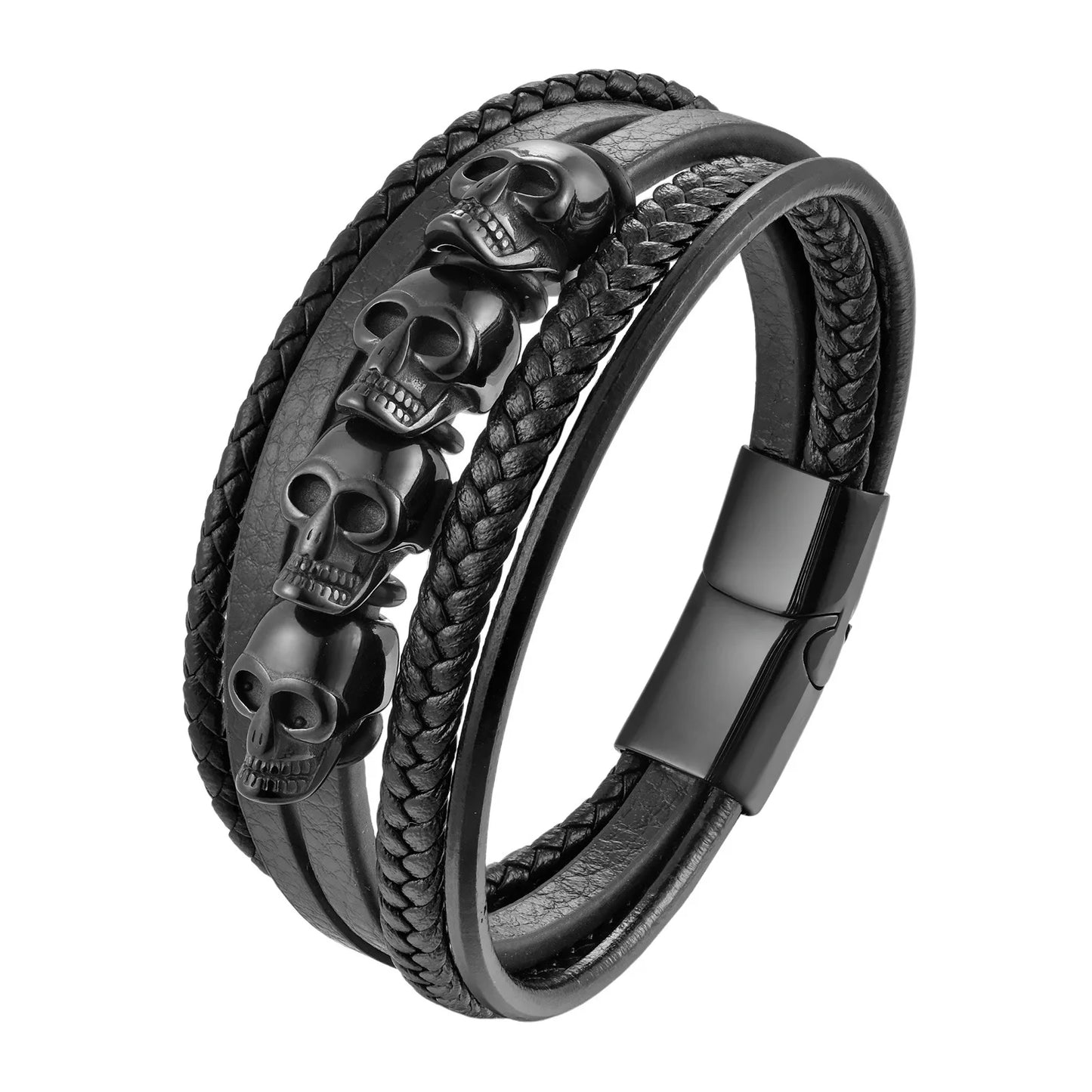 Bracciale di cranio in pelle per motociclisti