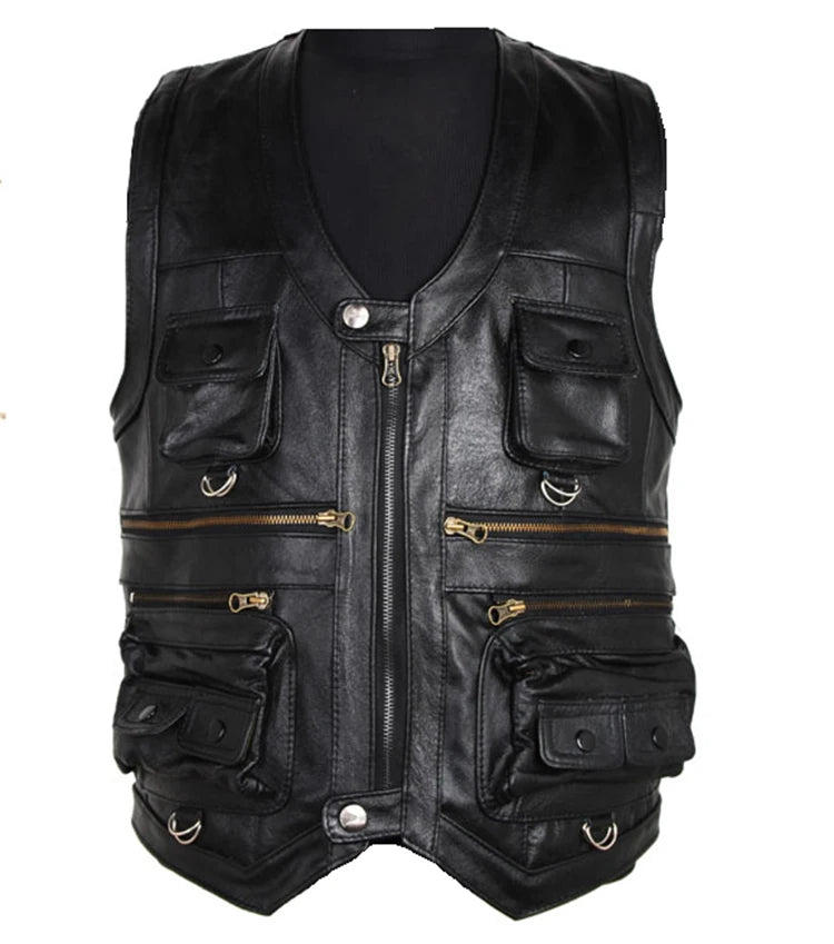 Men’s Cowhide Leather Motorcycle Vest